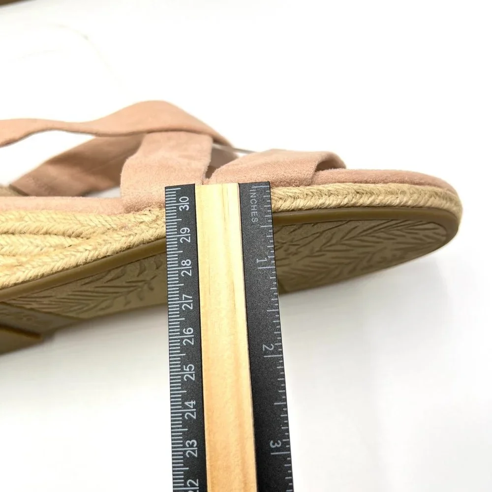 8W 8 WIDE Lifestride Siesta Taupe Blush Microsuede Espadrille Wedge Sandal Shoes